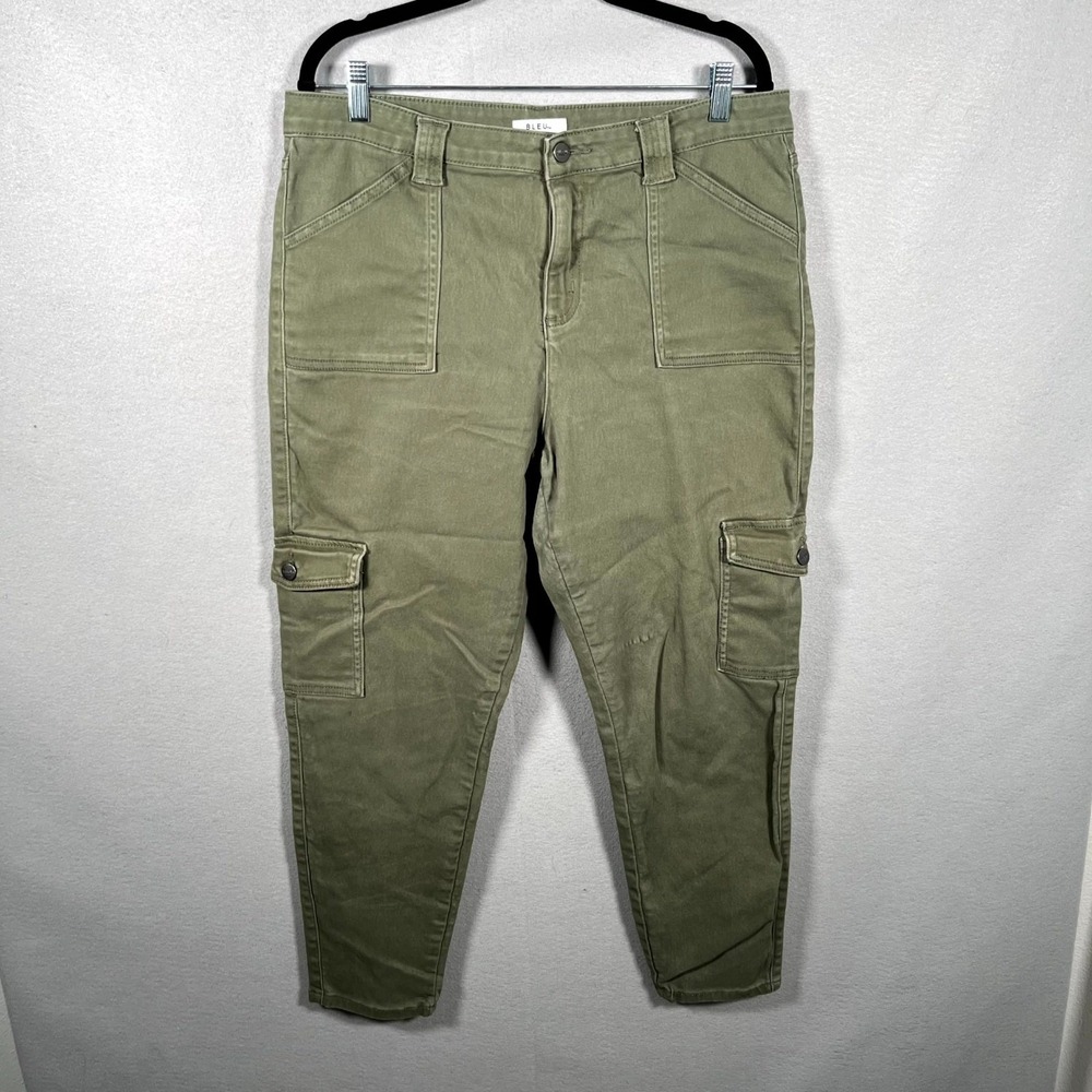 Bleu Cargo Pants Mens 36 Olive Green‎ Stretch Tapered Leg Hiking Camping Outdoor